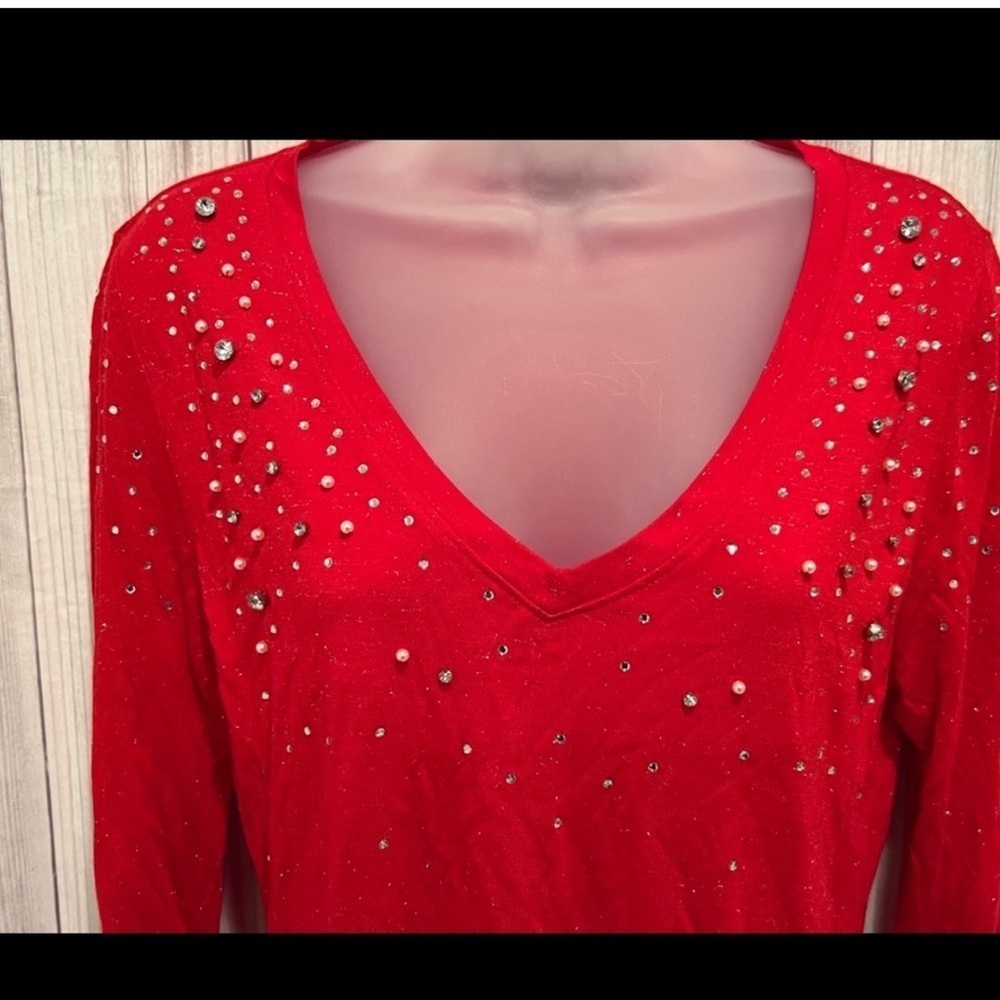 INC International Concepts women red classic top/M - Picture 9 of 10